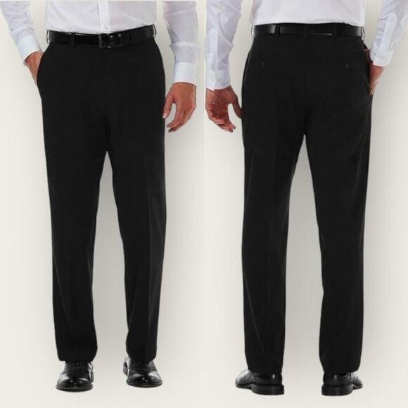 Haggar | Cool 18 Pro | Classic Fit, Flat Front | Black | Size W48 L30 - Picture 1 of 12